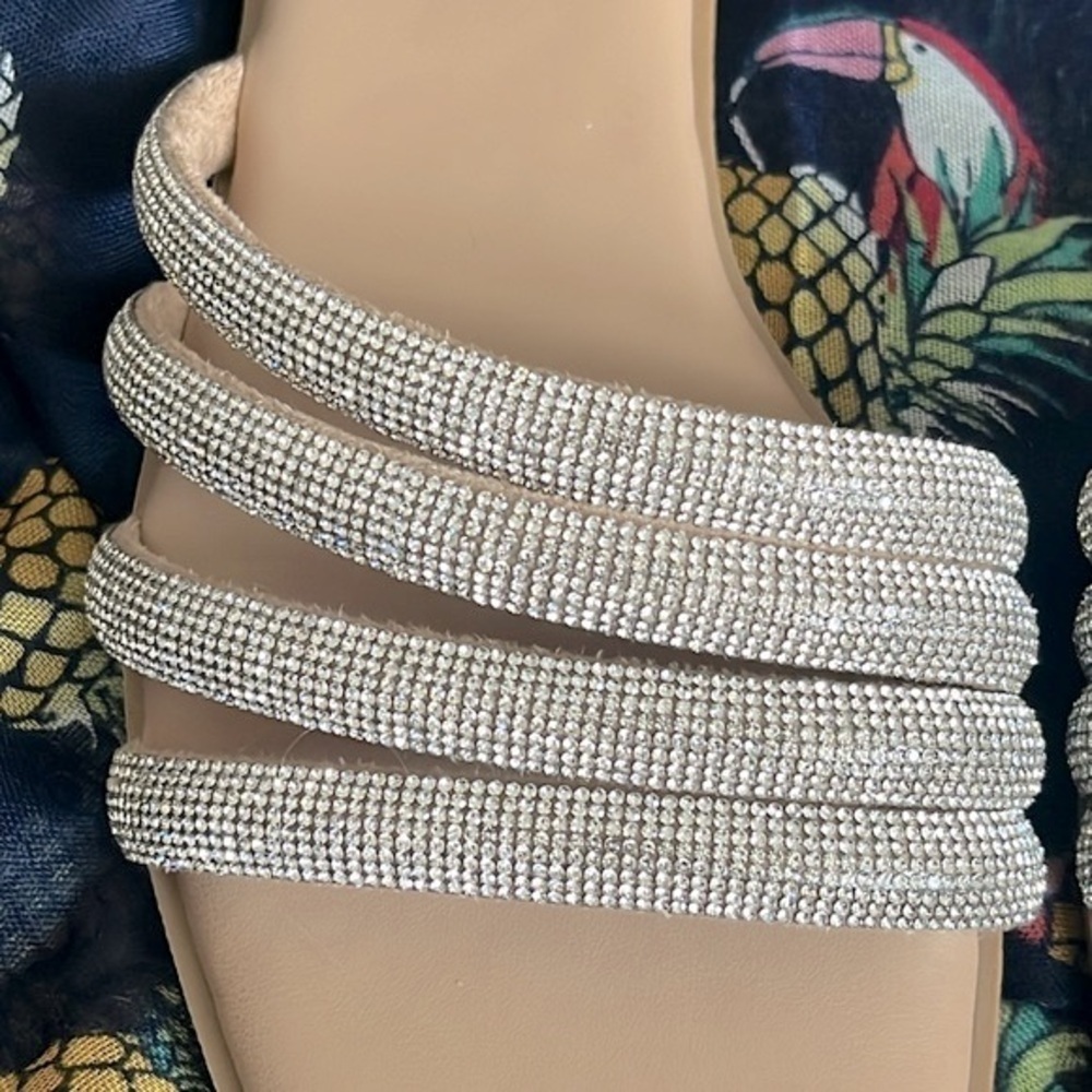 Brand New Steve Madden Rhinestone Multi-Strap Slip-On Sandals Bling Snazzy Slide - Picture 11 of 14
